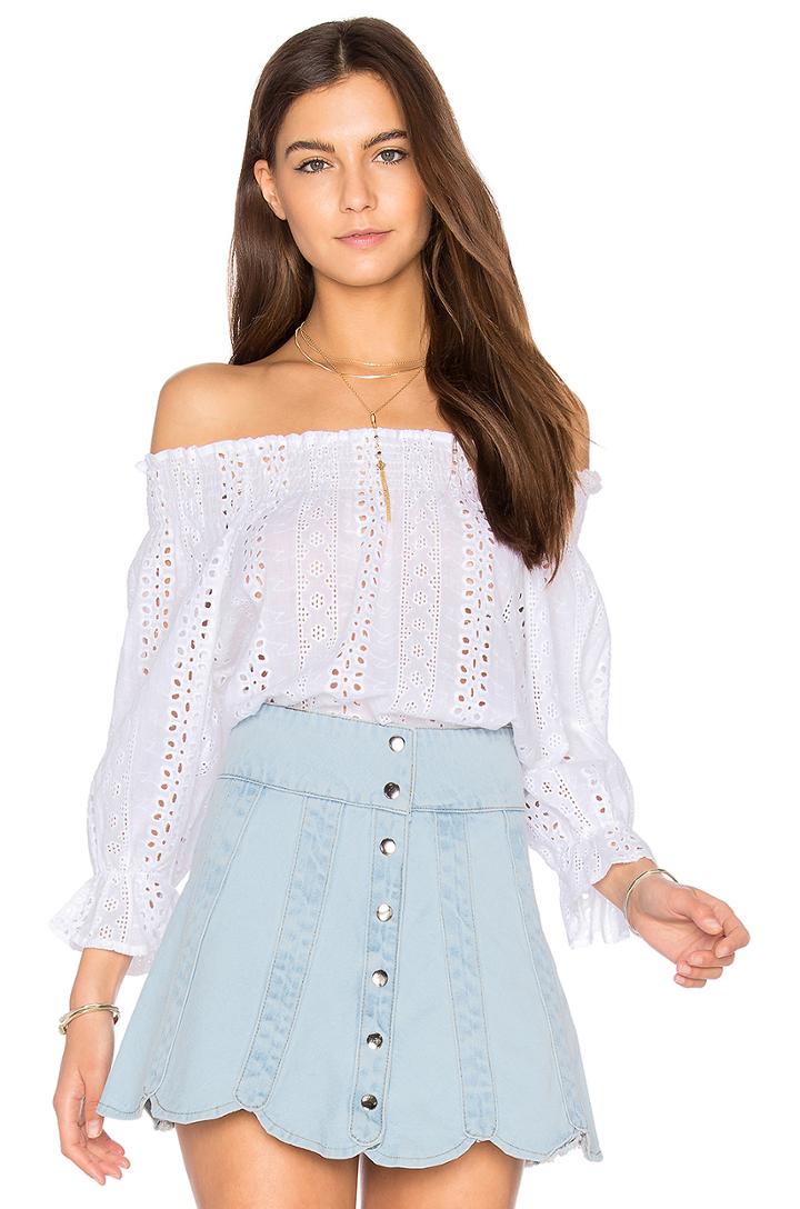 Off Shoulder Eyelet Top