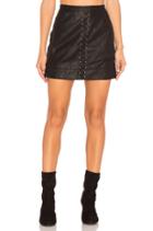 Lace Up Faux Leather Skirt