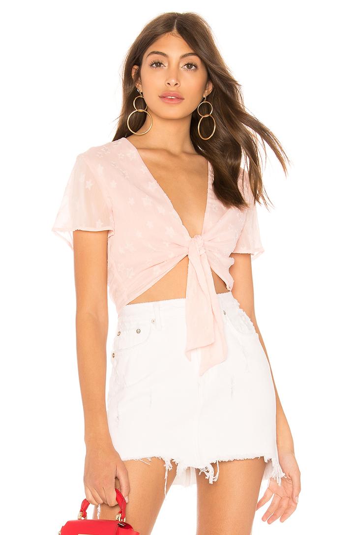 Aylin Star Embellished Tie Crop Top
