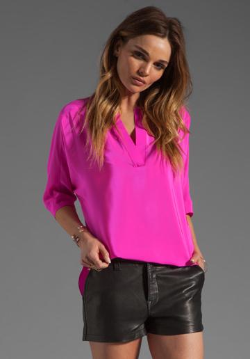 Amanda Uprichard Silk Dolman Shirt In Pink