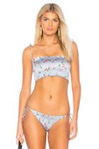 Blanche Shirred Satin Crop Bikini Top