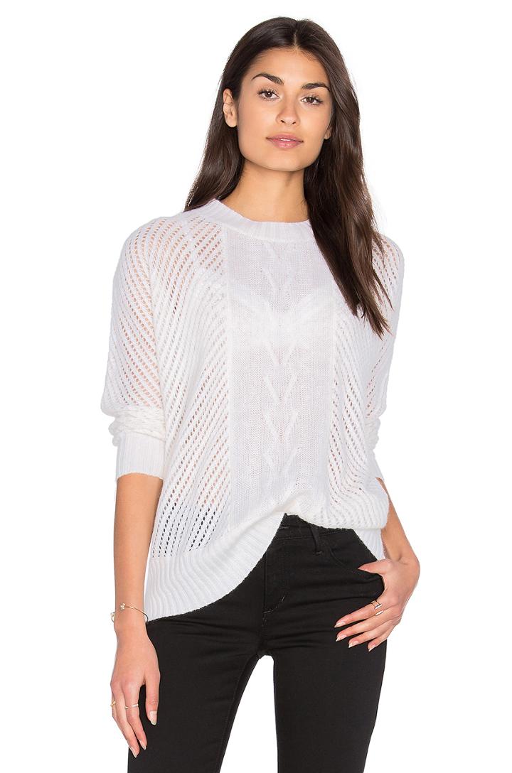 Oversize Basketweave Crew Neck Sweater