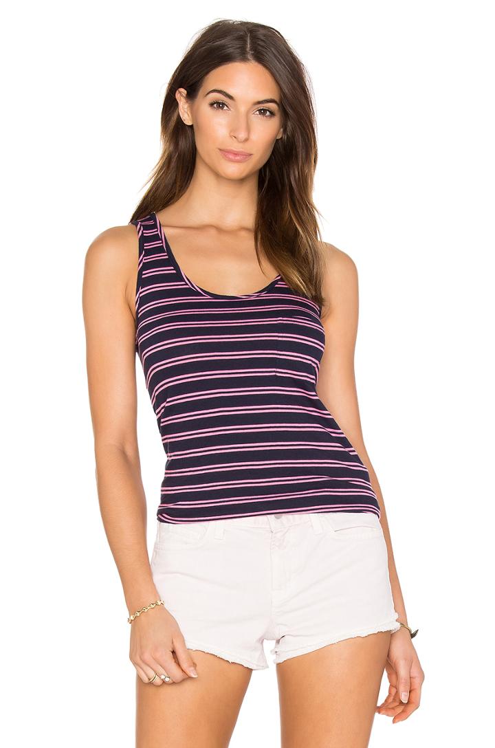 Double Stripe Jersey Scoop Neck Tank