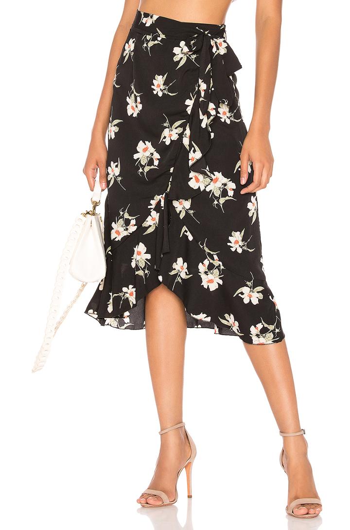 Kaycie Midi Skirt In Black Floral