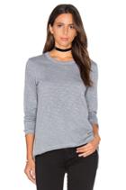 Shrunken Crew Unfinished Hem Long Sleeve Top