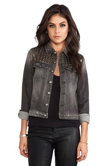 Frankie B. Jeans Armanda Denim Jacket In Gray