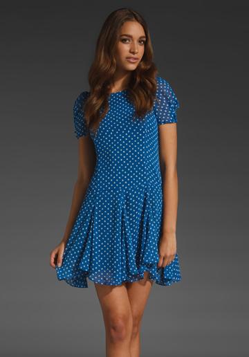 Eryn Brinie Polka Dot Dress In Blue