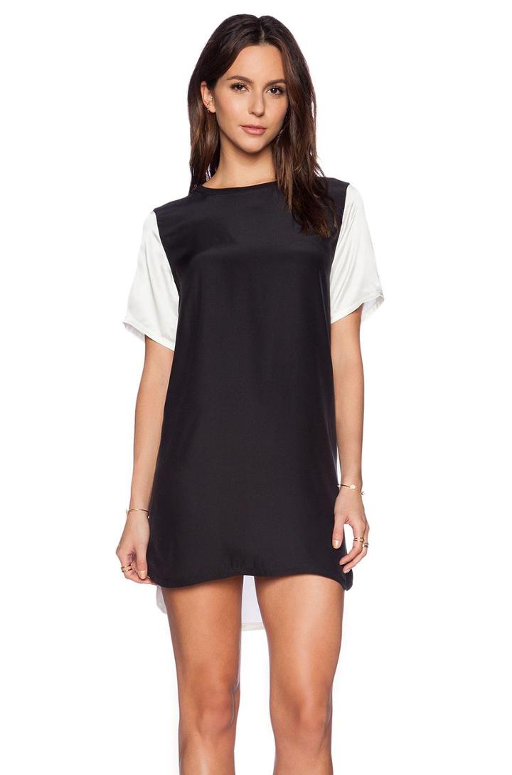 Silk Tee Dress With Contrasting Sleeve