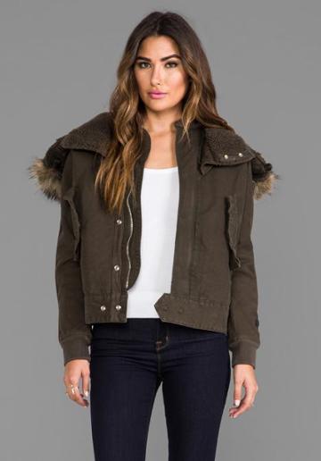 G-star Army Flight Bomber Jacket With Faux Fur Trim In Olive