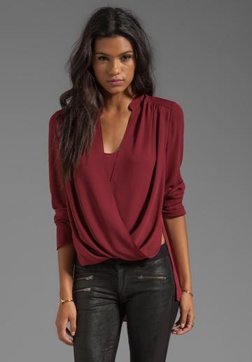 Bcbgmaxazria Wrap Blouse In Burgundy