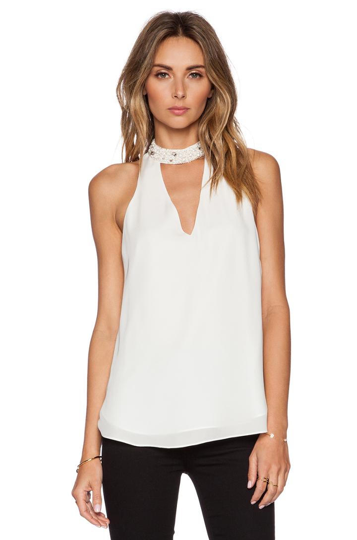 Embellished Collar Sleeveless Blouse