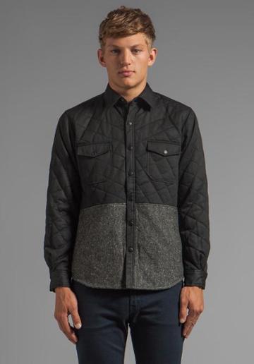 Shades Of Grey By Micah Cohen Quilted Shirt Jacket In Black