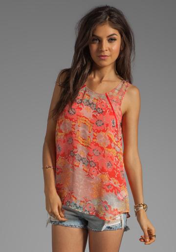 Ella Moss Floral Lei Tank In Orange
