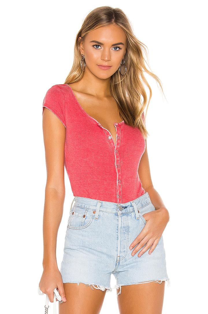 Short Sleeve Snap Front Henley Top