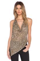 Embellished Crop Cowlneck Tank