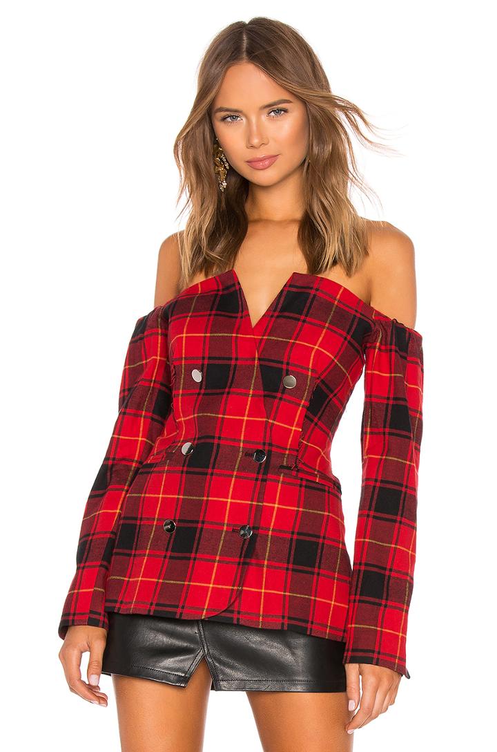 Off Shoulder Double Breasted Blazer