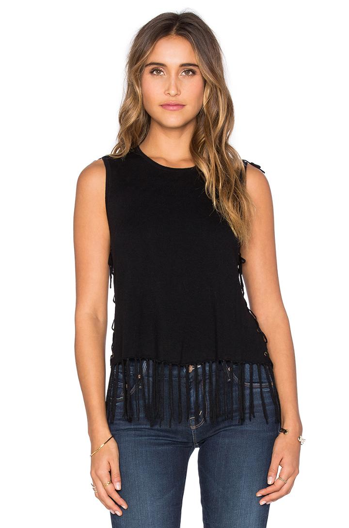 Brown Fringe Sleeveless Sweater