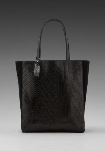Yosi Samra Two Tone Croco Tote Bag In Black
