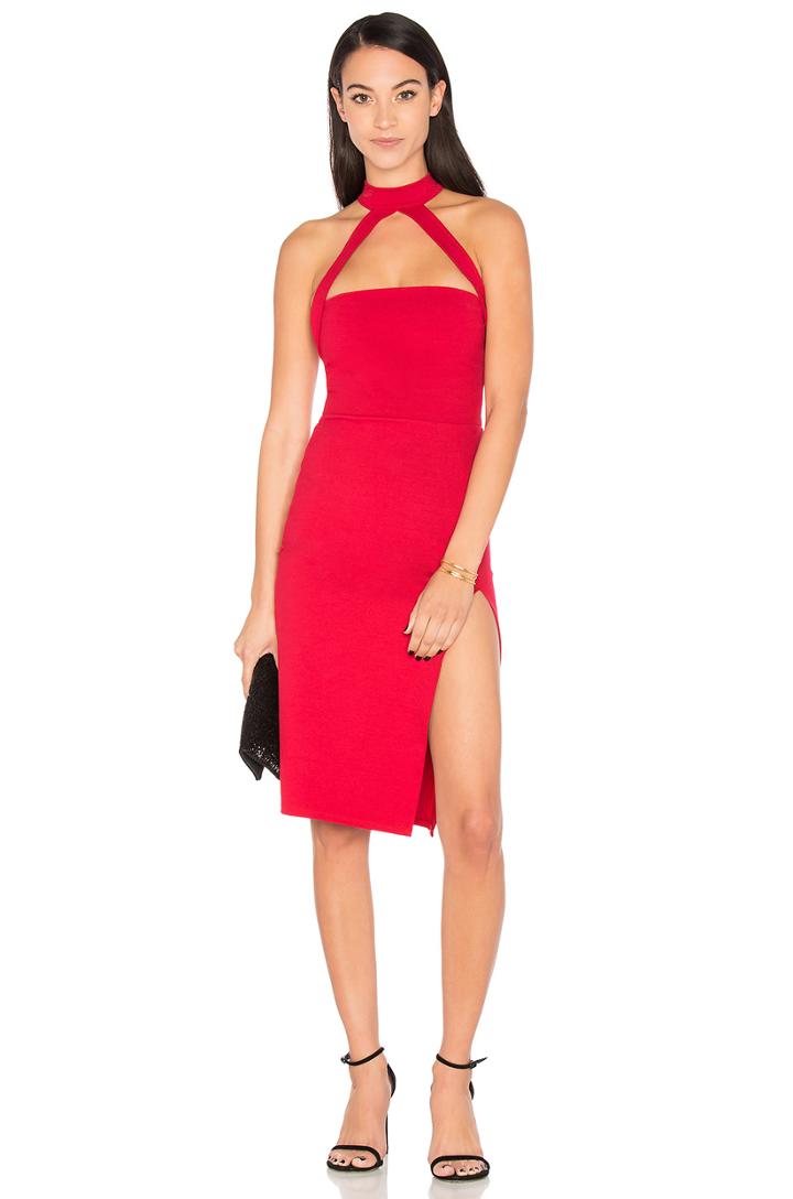 Cut Out Strapped Mock Midi Dress