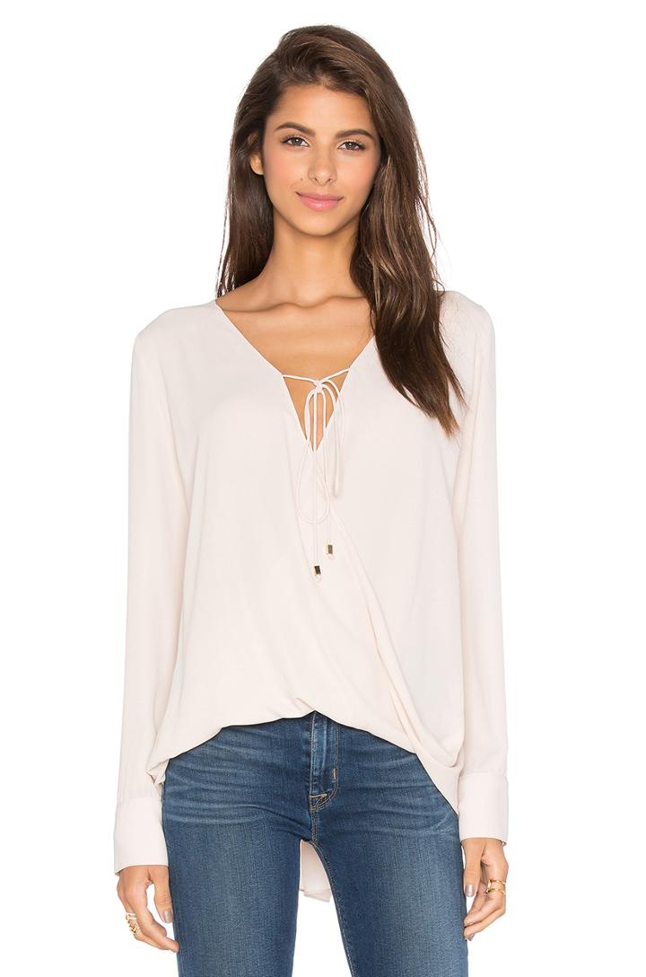 Long Sleeve Wrap Blouse