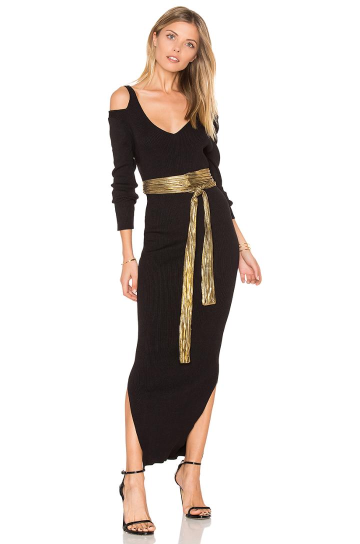 Rib Cold Shoulder Maxi Dress