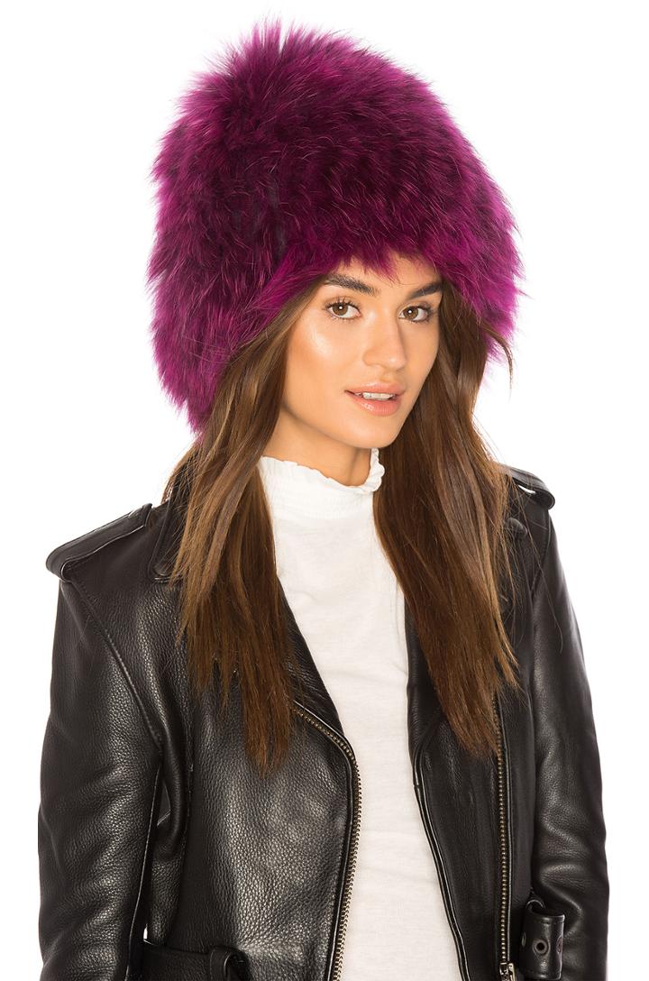 X Revolve Le Fluff Raccoon Fur Beanie