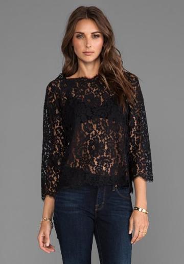 Joie Allover Lace Elvia C Top In Black