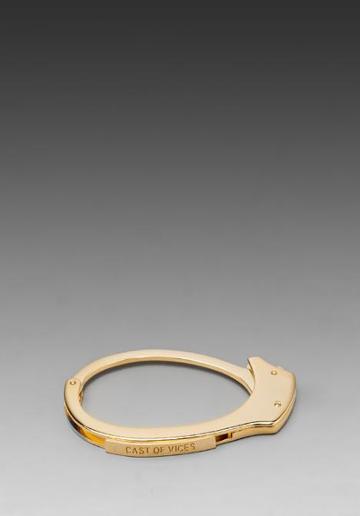 Cast Of Vices Handcuff 14k Gold Plated Bracelet In Metallic Gold