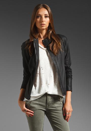 Vince Leather Jacket In Black