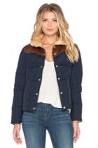 Rockwool Leather & Shearling Yoke Down Jacket
