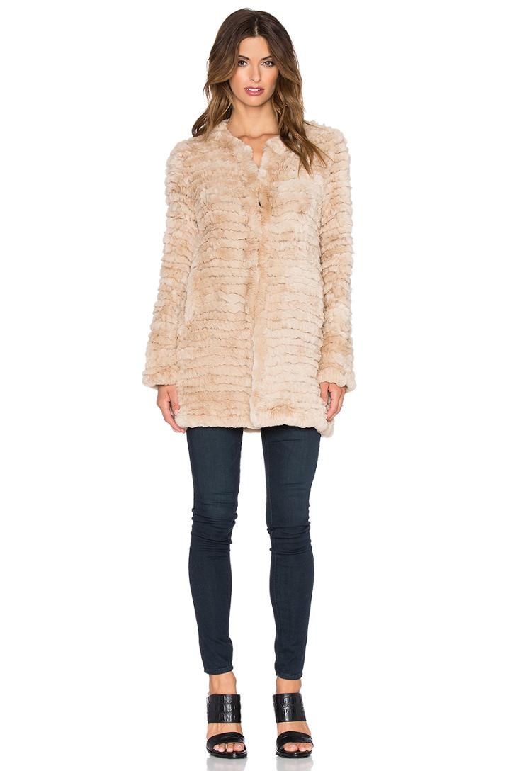 Knit Rex Rabbit Fur Coat