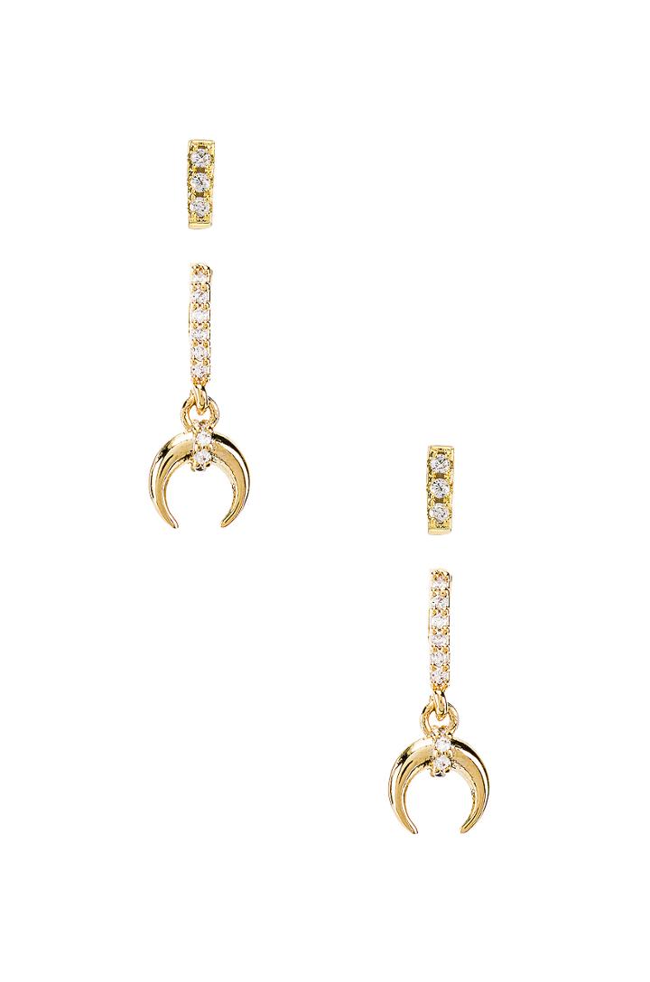 Petite Tusk Pave Earring Set