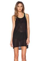 Waffle Mesh With Stripe Rib Trim Tank Dress