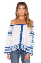 Wanda Porcelain Floral Off The Shoulder Top