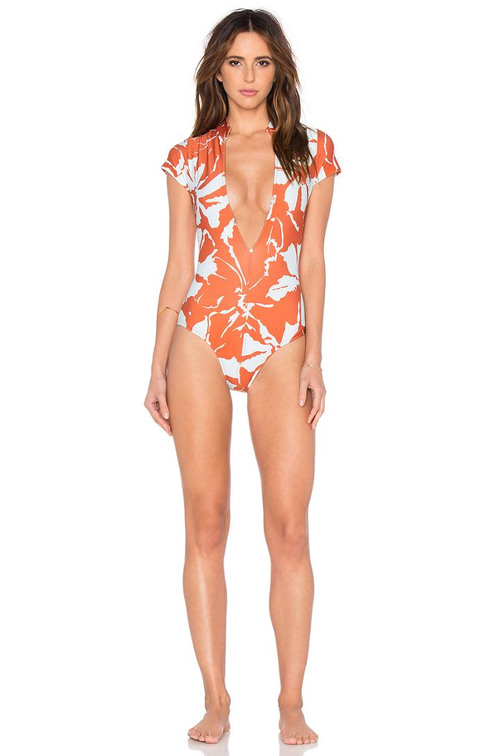 Balinese Print V Neck Swimsuit