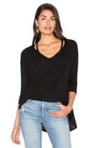 3/4 Slit Shoulder V Neck Top