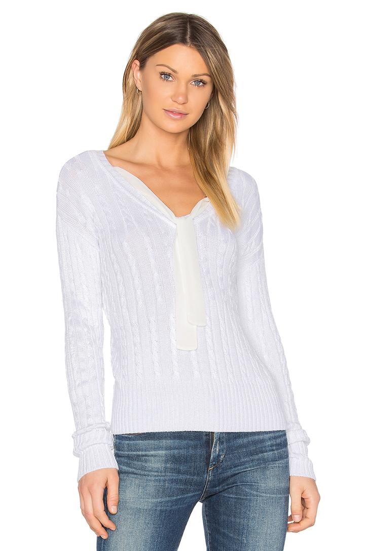 Chiffon Tie V Back Sweater