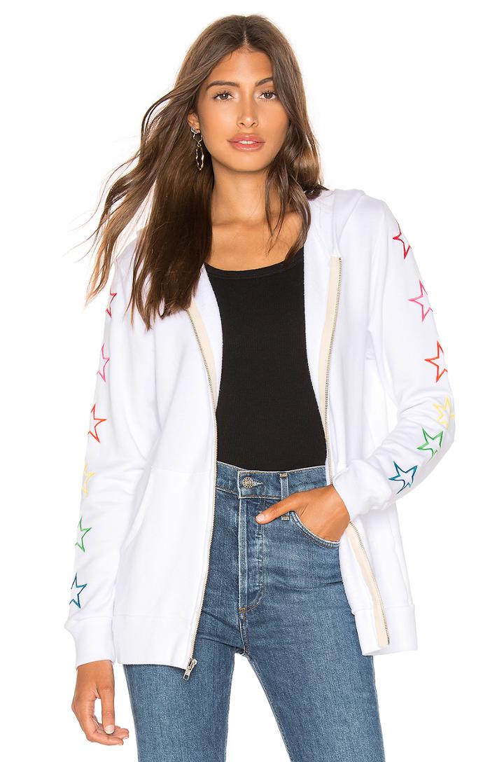 X Revolve Oversized Rainbow Stars Zip Up Hoodie