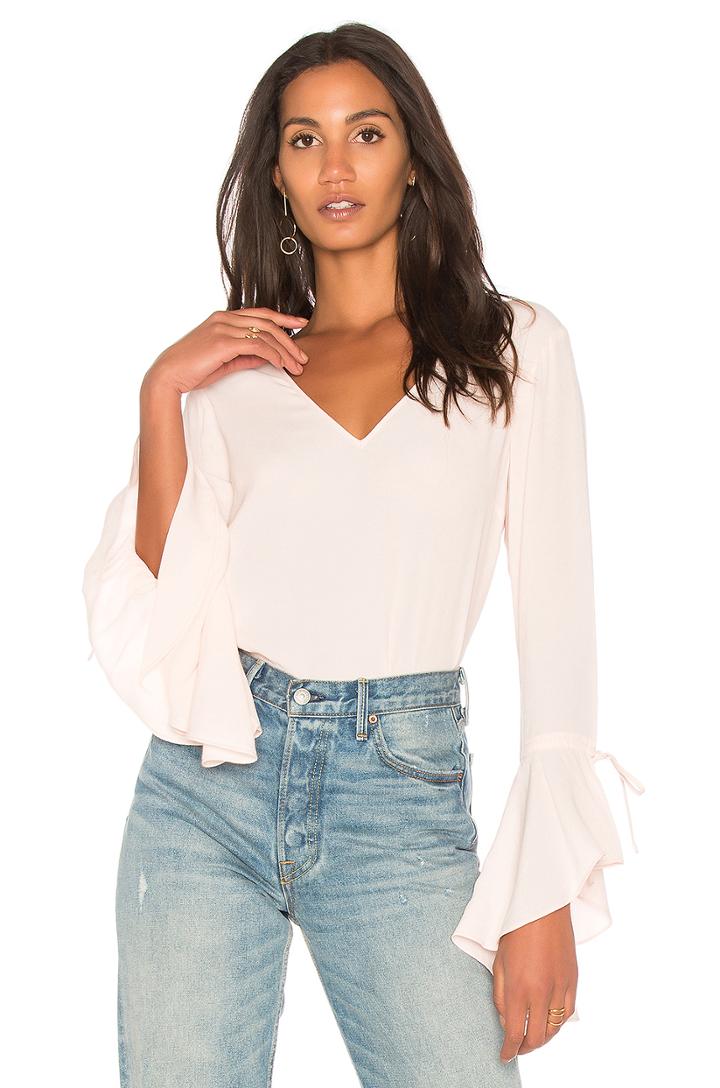 V Neck Cascade Sleeve Top