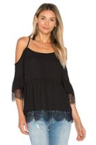 Cold Shoulder Top With Lace Trim