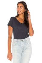 V-neck Unfinished Hem Shirttail Tee