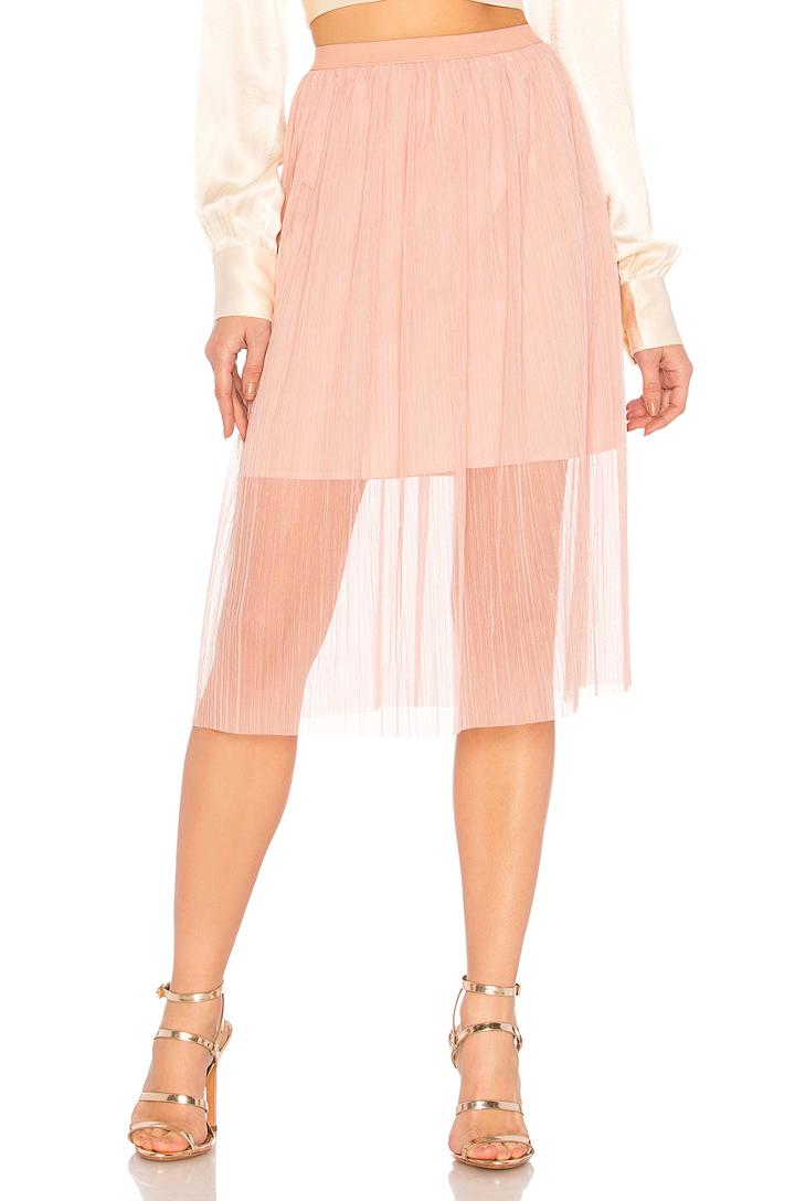 Midi Skirt With Elastic In Rose Smoke