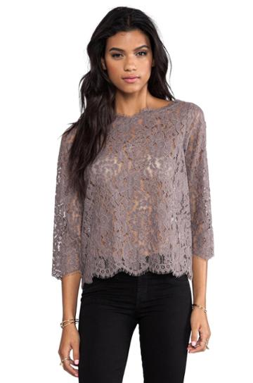 Joie Allover Lace Elvia C Top In Gray