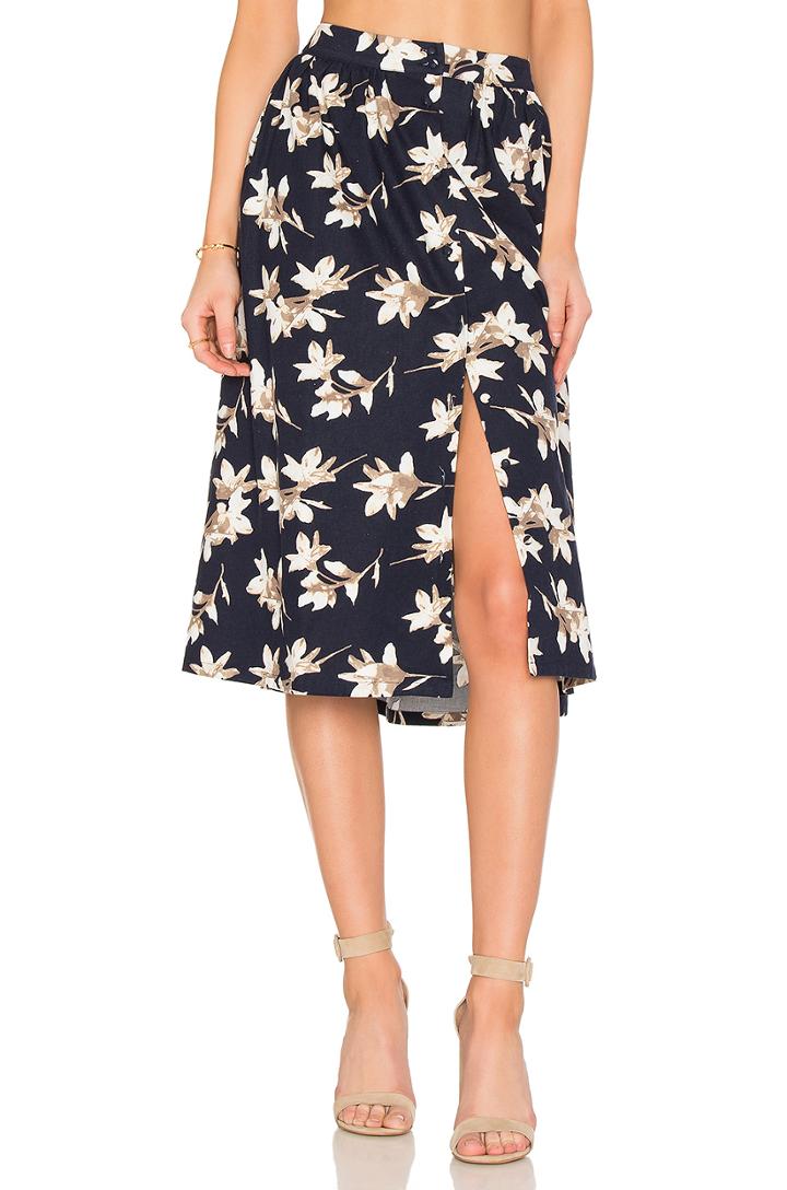 Flower Print Midi Skirt