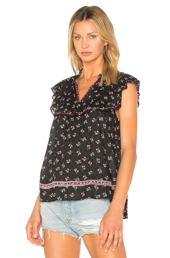 Embroidered Ruffle Top
