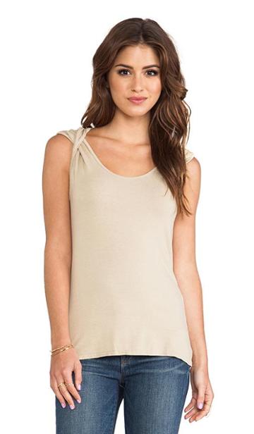 Michael Stars Twisted Strap Top In Tan