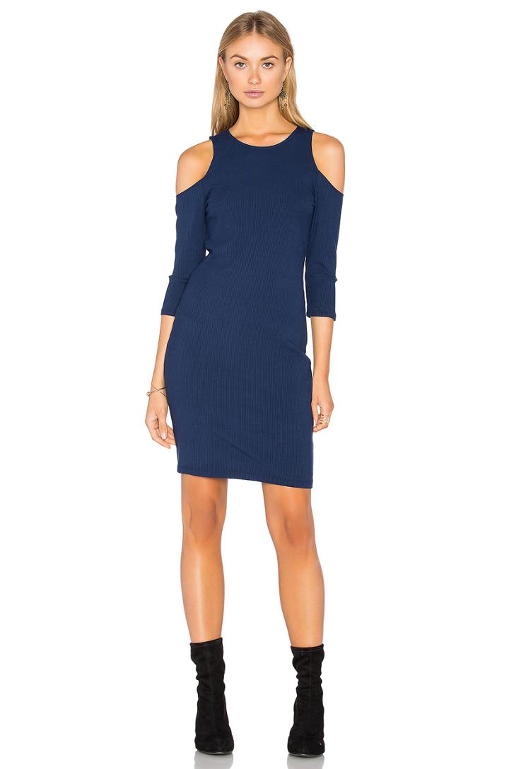 Cold Shoulder Ribbed Dress