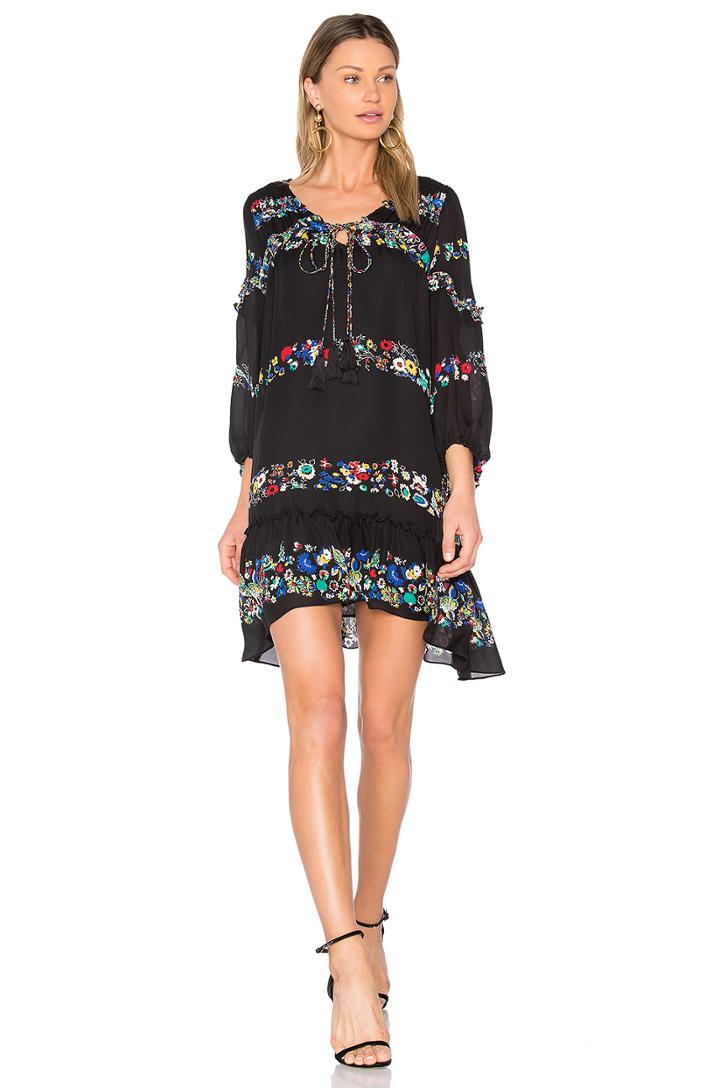 Floral Bell Sleeve Ruffle Dress