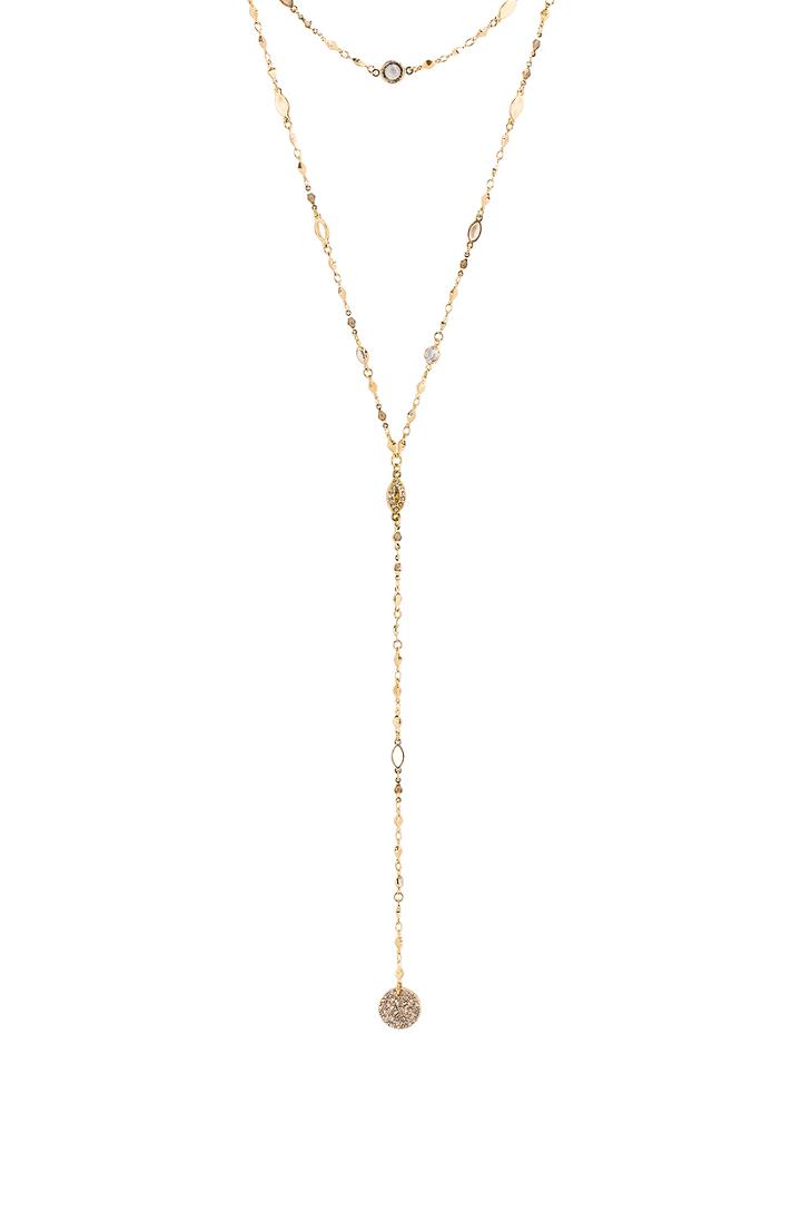 Cystal & Chain Lariat Necklace