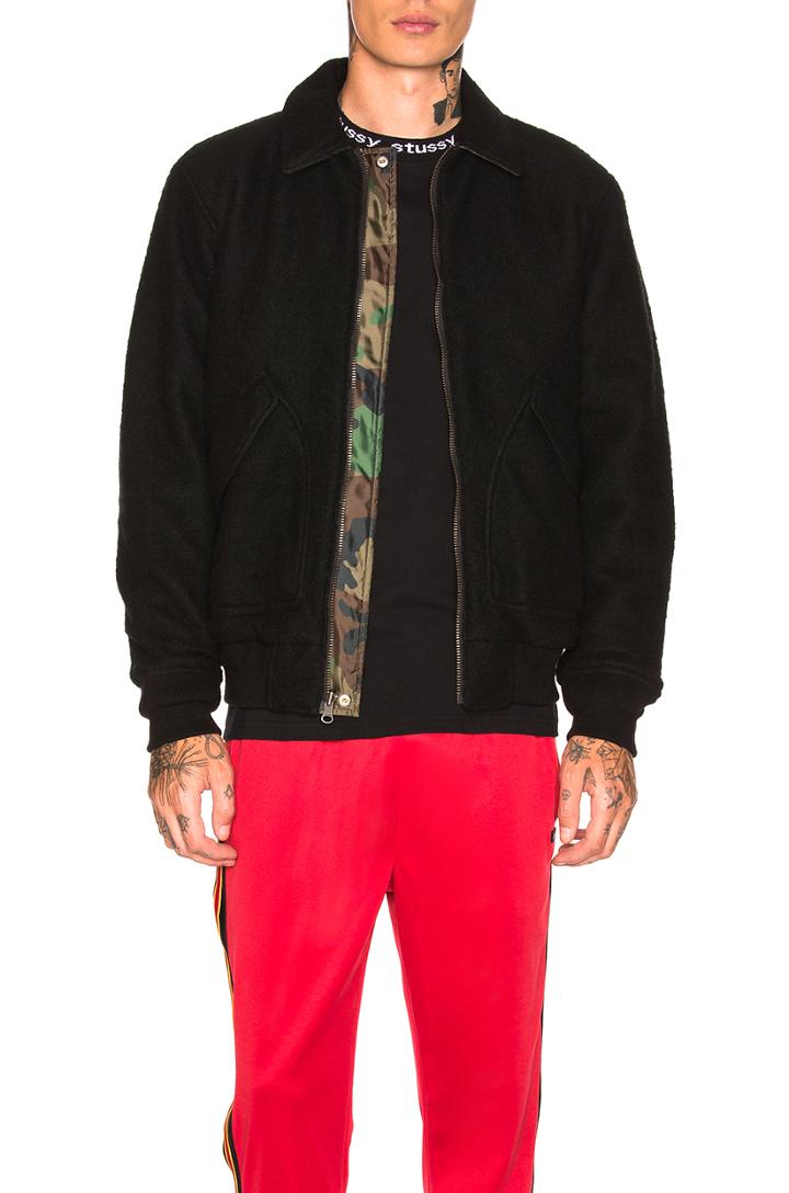 Boiled Wool Reversible Bomber